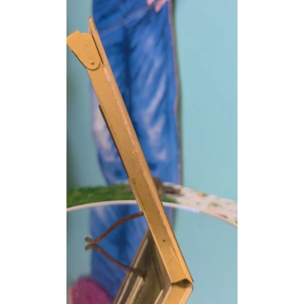Antique Ivy Leaves Easel Gilt  Metal Photo Frame with Patent Number